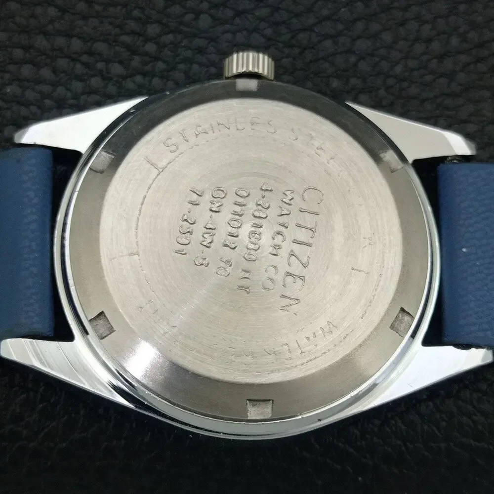 Vintage 1973 Citizen Automatic Mens Silver Watch W/daydate & Blue accents